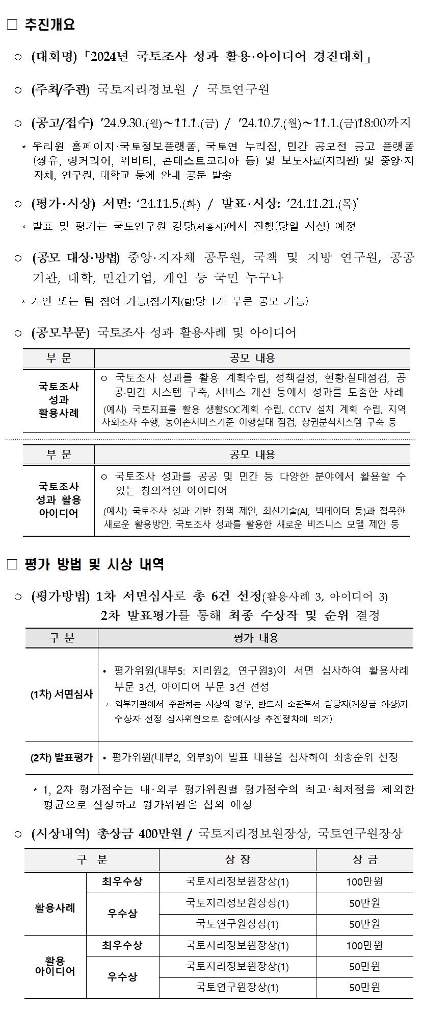 2024년 국토조사 성과 활용·아이디어 경진대회