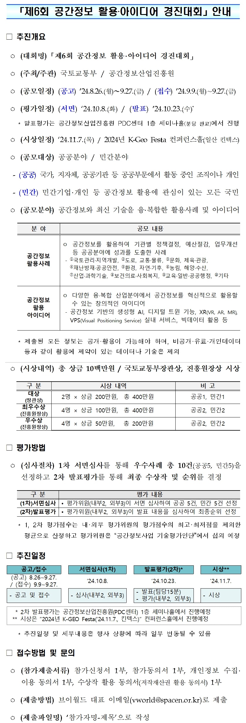 제6회 공간정보 활용·아이디어 경진대회