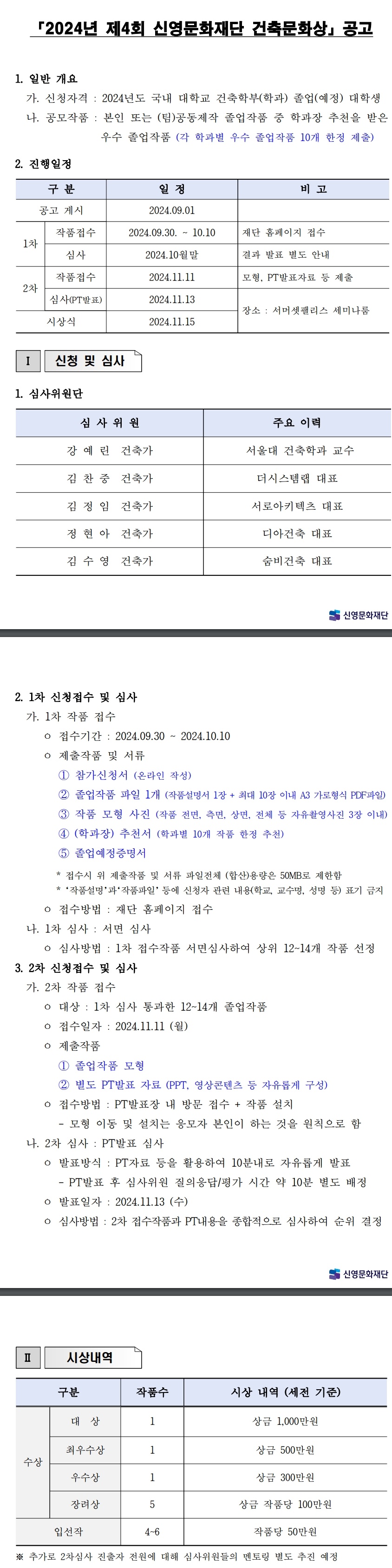 2024년 제4회 신영문화재단 건축문화상