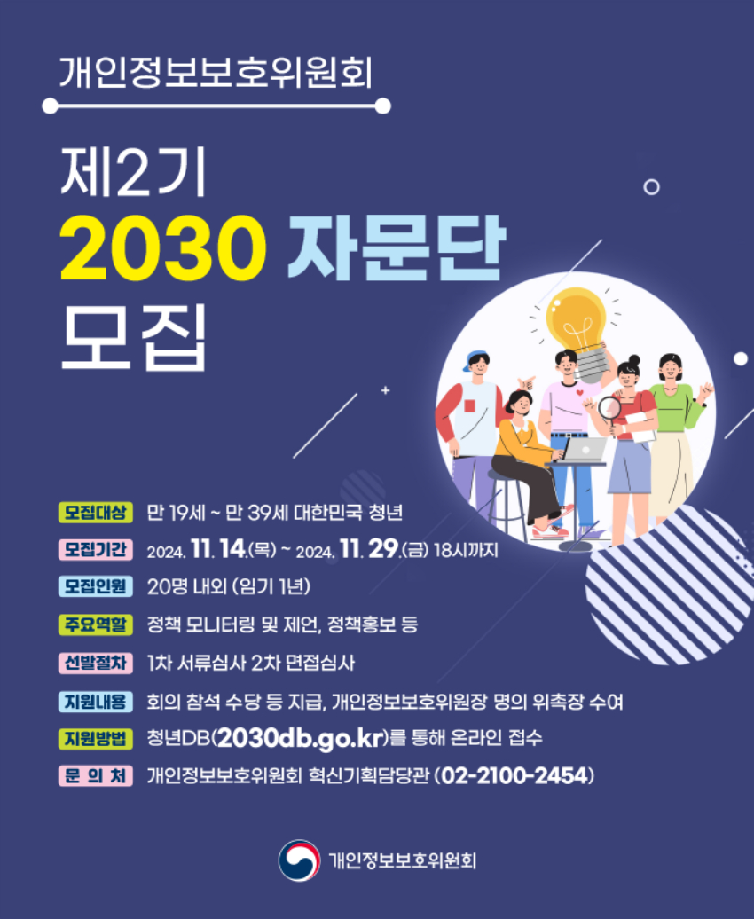 제2기 개인정보보호위원회 2030 자문단 모집